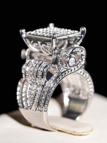 1 PC Glamorous Cubic Zirconia Ring For Women For Wedding Engagement Anniversary Party Jewelry Valentine's Day Gift