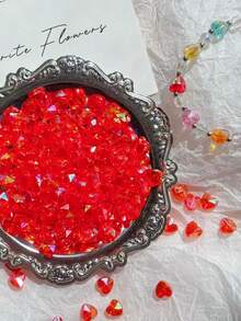 About 50pcs 8*8*5mm AB Colour Heart Shape Acrylic Beads Loose Spacer Beads For Jewelry Makeing DIY Handmade Bracelet Accessories