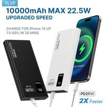YLYP [Ultra Slim Power Bank] 10000mAh Fast Charging Portable Charger, 22.5W PD 3.0+ LED Display USB C In/Out High Speed Charging Battery Pack, External Cell Phone Power Bank, Compatible With IPhone 16 Galaxy S22 S21 IPad And Other Smartphones - Recolor - View 2