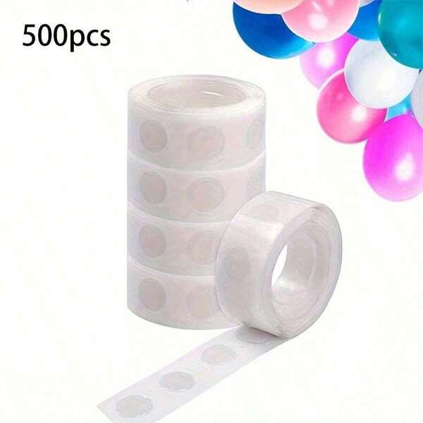 500pcs/5 Rolls Double-Sided Adhesive Dot Glue, Transparent Balloon Glue Detachable Glue Dot Balloon Tape Double-Sided Adhesive Dot Craft Glue Dot Dot Sticker Dot Stick Halloween Gift