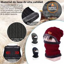 Bufanda y Guantes Tactiles y Calcetines Termica,Gorros  Tejido de Punto y Bufandas Forro de Lana Hombre y Mujer,Regalos Invierno para Nieve Esquiar - Rojo - Ver 6