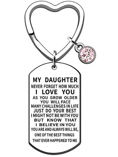 1pc Stainless Steel Key Chain, Inspirational Gift For Dad, Mom, Daughter Christmas