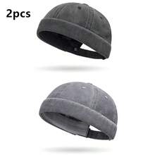 Berretto basco stile marinaio casual di moda in colore tinta unita, lavato in denim, unisex, antivento, adatto per autunno e inverno