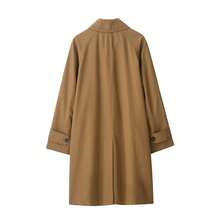 Camellia Autumn/Winter New Cotton Long Sleeve Lapel Button Midi Trench Coat, British Style - Brown - View 3