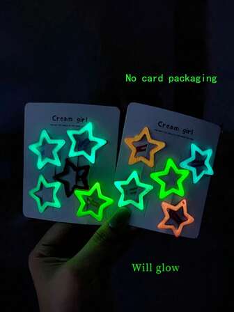 10个彩色夜光星星发夹，休闲百搭发饰，发卡，发夹