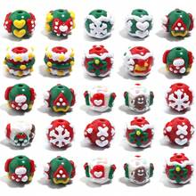 5pcs 15mm Acrylic Hand-Painted Christmas Series Beads, Christmas Snowflake, Christmas Tree, Gingerbread Man, Fashion Cute Beads For DIY Jewelry Making, Party Decoration, Craft, Phone Charm, Keychain, Stationery Decoration