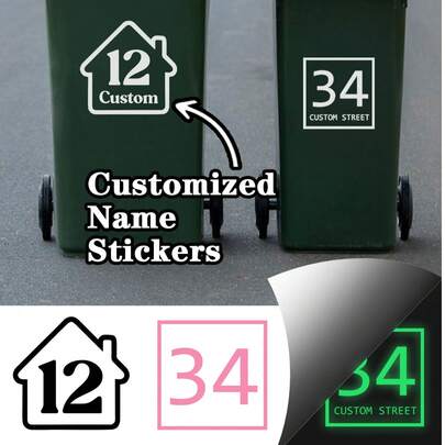1pc Customized Stickers For House Number Address Label Sticker Customized Label Used For Garbage Bins, Doorstep,Home Decoration,Home Essentials,Xmas Decoration,For Housewarming,Chic Design,Wallpaper Stickers Wall ,Scandinavian Style