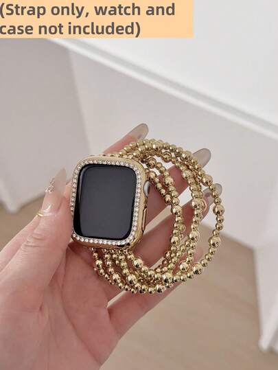 1pc Fashion Beaded Bracelet Smart Watch Strap, Elastic Rope Fashionable And Cute, Compatible With Apple Watch Band Compatible With Apple Watch Strap Women, Compatible With Apple Watch38/40/41/42/44/45/46/49mm, Compatible With Apple Watch Series Ultra/SE/10/9/8/7/6/5/4/3/2/1,Suitable For Gifting Friends Girlfirend Mother's Day Valentine's Day Style(Strap Only, Watch And Case Not Included)