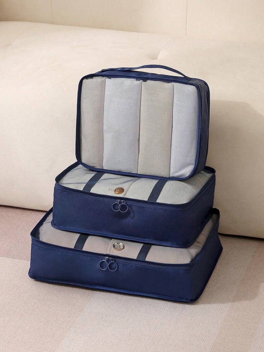 3 pezzi Set di borse da viaggio portatili - Organizza facilmente i tuoi vestiti, scarpe e biancheria intima - Perfetto per il bagaglio e l'imballaggio della valigia, borse da viaggio portatili con grafica slogan, con borse per scarpe, articoli da toeletta e biancheria, forniture scolastiche