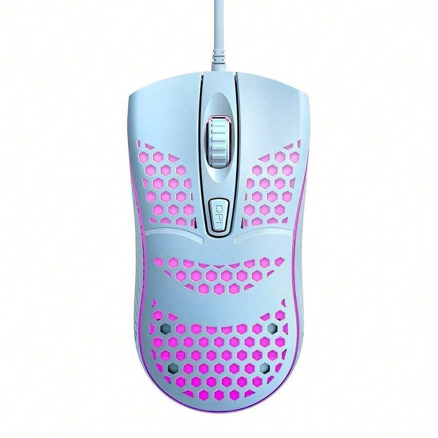 Mouse Rato Gamer para PC Com Fio Óptico 1000DPI 3 Botões Plug & Play Design Ergonómico Precisão para Jogos Compatível com Computador Portátil - Azul - Visão 1