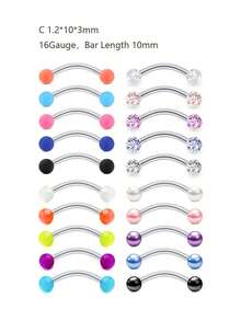 CIZME 20 piezas Joyería personalizada de perforación punk de 16g, anillos de ceja, barras curvas, aretes de daith para mujeres de acero inoxidable, anillos de botón del ombligo, joyería de labio vertical, joyería de perforación de ceja, barra curva de acero inoxidable, anillo de ceja pequeño, joyería de labio vertical, perforación de oreja, hélix, concha, daith para mujeres y hombres de 16g 8mm/10mm - Multicolor-A - Ver 5