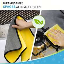 23x23cm Yellow Microfiber Cleaning Cloths 10Pcs - Black Trim, Ultra Absorbent For Home, Kitchen & Auto Cleaning Tasks