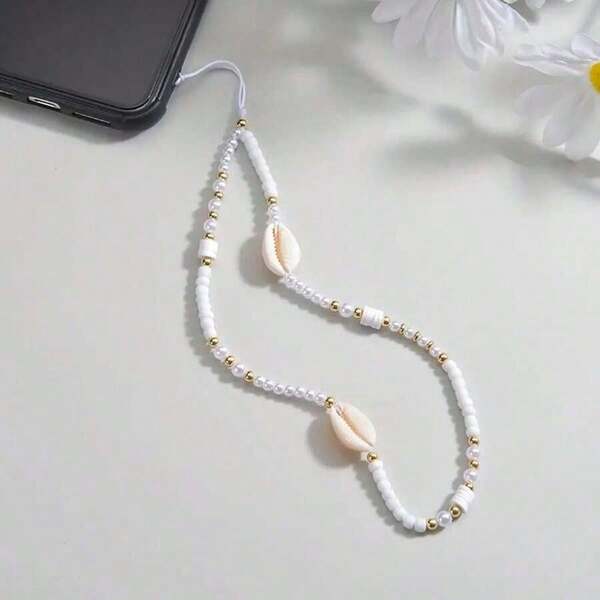 1pc Bohemian Style, Clay Bead & Faux Pearl Decor Phone Lanyard Gifts Mother, Family, Friends, Birthday, Holiday Phone Charm, Phone Chain
