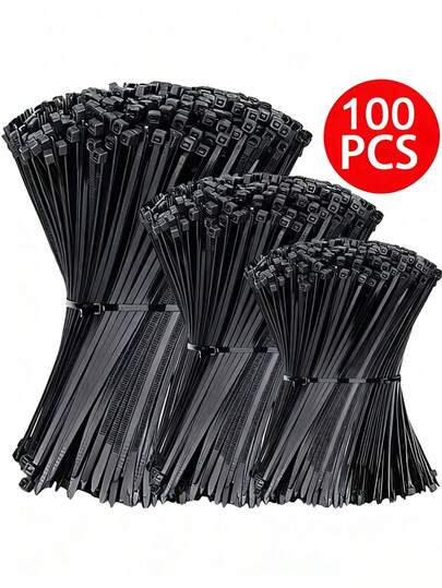 100Pcs Black And White Nylon Zip Ties, Self-Locking Plastic Zip Ties, Bundling Cable Ties, Self-Locking Nylon Zip Ties, Cable Zip Ties, Multi-Purpose Sealing Zip Ties, High Toughness Without Breaking, Wire Sorting And Storage, Fixing Household Electrical Cables, Suitable For Home, Garden, Office, Travel And Workshop.White For Indoor And Outdoor Use