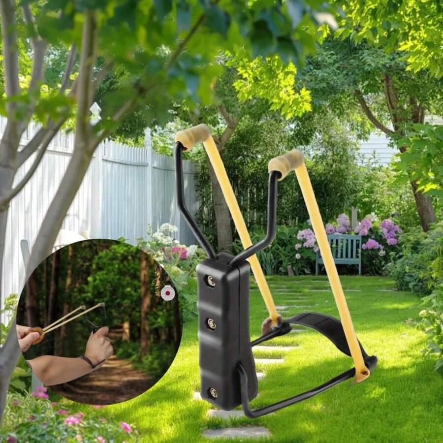 Outdoor Slingshot, Equipped With Ergonomic Plastic Handle And Leather Wrist Support Strap - Adult Slingshot, Suitable For  Shooting Practice - Black - View 1