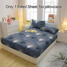 1 Peça Lençol com Elástico de Padrão Folhagem Sedoso, Respirável, Macio e Confortável, Capa de Colchão para Quarto, Quarto de Hóspedes e Dormitório, Protetor de Colchão, Conjunto de Roupa de Cama (Fronha Não Incluída)