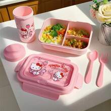 Sanrio Hello Kitty Licensed Melody & Cinnamoroll Large Capacity Cartoon Lunch Box Set With DIY Stickers, Kawaii Kuromi Microwaveable Bento Box - Cute Meal Prep Container - Multicolor - View 4