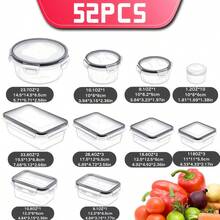 48/52-Piece Food Storage Container Set Kitchen Storage Boxes Leak-Proof Meal Prep Boxes Local Warehouse - Sealed Design, Easy-To-Close Lids, Stackable Includes 24 /26Lunch Boxes, 24 /26Lids, And Free Labels And Markers, Suitable For Kitchen And Pantry Organization
