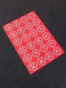 4pcs Red Number Stickers, Christmas Countdown Office & School Supplies Party Gift Seal Sticker - Red - View 31
