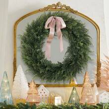 42cm Ghirlanda natalizia artificiale in cedro, con tocco realistico, morbida e spessa, ghirlanda finta completamente verde, decorazione natalizia per camino, porta d'ingresso, interno ed esterno - decorazione per casa, feste invernali - Verde - Visualizzare 6