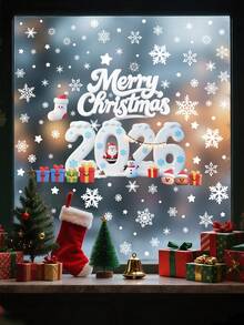 1 Set Of 4pcs New Year 2026 Christmas Stickers, Window Stickers, Glass Stickers For Home, Mall, Shop Window Holiday Decoration Wall Stickers Room Decor Wall Sticker Wall Decor Home Decor Christmas Decorations Christmas Decorations Home