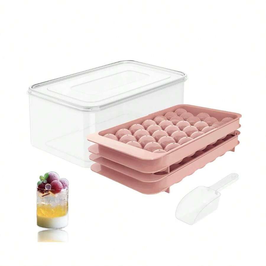 Mini Sphere Ice Cube Tray X 2 And Holder Pink - Pink - View 1