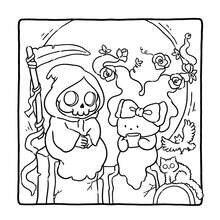 34pages (FLUFFY SPOOKY )Christmas Decoration,Toys, Exquisite Spiral Binding Adult And Adolescent Stress Relief Coloring Book, Includes Cute Horror Creatures, Death Gods, Ghosts, Monsters, Skulls, Bats, And Comfortable And Relaxing Haunted House Scenes