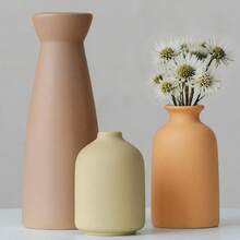Set Of 3 Minimalist Morandi Ceramic Vases - Elegant Home Decor & Wedding Centerpiece - Modern Flower Vases Set - Romantic Gift Idea - Morandi - Xem 5