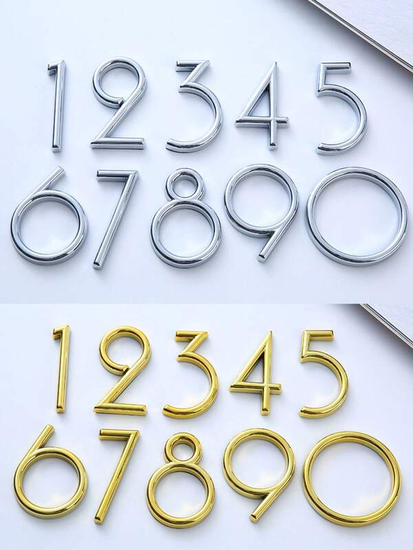 6cm 3D (Proceso de Electrochapado) Número de correo electrónico autoadhesivo, Número de casa moderno, Número de dirección externa, Número de casa, Oficina, Número de habitación de hotel, Apartamento, Dígitos mixtos gratis 0-9