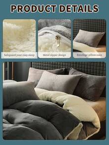 2/3 件水晶天鹅绒羽绒被套，冬季保暖，超柔软，蓬松，防静电，亲肤，防褪色，适合单人床/双人床/大号床/特大号床，可机洗，适用于卧室、家庭和学生宿舍，豪华床上用品套装，秋季装饰，冬季装饰 - 灰色 - 查看 6