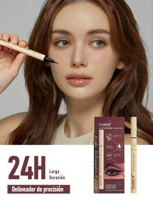 SANIYE Delineador de ojos líquido, resistente al agua y de larga duración, con un acabado mate negro intenso. Alta pigmentación, secado rápido y punta ultra fina con pincel suave para una aplicación fácil y precisa. Ideal para maquillaje de Navidad, Día de muertos y para las citas. - M621 - Ver 4