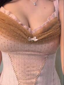 Women Y2k Summer Crop Tank Tops Lace Patchwork Sweetheart Neck Sleeveless Vest Tops Vintage Slim Fit Shirts For Teen Girls Fairy Grunge Aesthetic Knit Ribbed Coquette Clothes Harajuku 2000s Streetwear - 粉色 - 查看 3