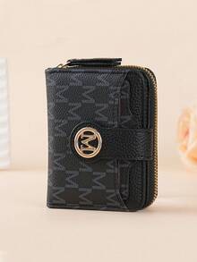 New Litchi Texture Letter Wallet Multi-Card Slots Short Style Small Women Bag Thick Korean Fashion Compact Vintage Coin Purse For Women Wallet Mini Wallet Purse Wallet Small Wallet Cute Wallet Card Wallet Coin Wallet - Black - View 2