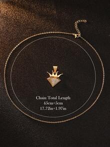 [Colar de Coroa de Luxo] Colar com Pingente de Coroa Dourada de Luxo com Diamante | 1 peça, Design Elegante em Camadas, Corrente Empilhável Versátil, Zircônia Sintética Cintilante, Acabamento Polido, Joia de Uso Diário e Presente de Festa, Acessório de Ocasião Especial para Mulheres