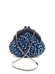 闪耀水晶手拿包，镶满水钻的晚宴包，铆钉设计，手工钻石手提包，珠宝灵感派对手拿包，适合派对和盛会，送给她的最佳礼物 - 藏蓝色 - 查看 6