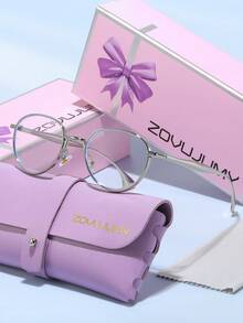ZOVUJUMY 复古小圆金属眼镜，轻盈复古设计，适合所有脸型，日常佩戴、通勤、约会皆宜，优雅女士配饰，节日送礼佳品 - 無色 - 查看 8