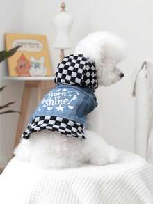 1 bộ quần áo cho thú cưng, trang phục cho chó/mèo, áo khoác kẻ caro hình ngôi sao sành điệu và dễ thương cho chó nhỏ/chó con - Đen trắng - Đen và trắng - Xem 1