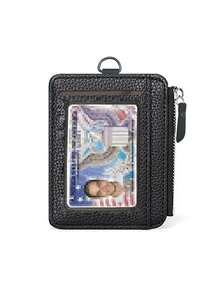 Stylish And Secure RFID Credit Card Holder With Zipper - Perfect For Travel And Everyday Use Christmas - Black - View 2
