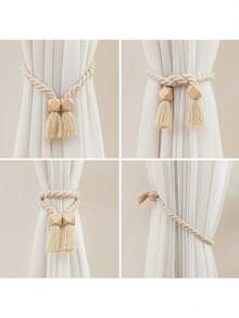 2 Pcs Strong Magnetic Curtain Tiebacks Curtain Holdbacks Outdoor Curtain Tiebacks Hand Woven Tie Backs Drapery Holdbacks Curtain Ties For Drapes