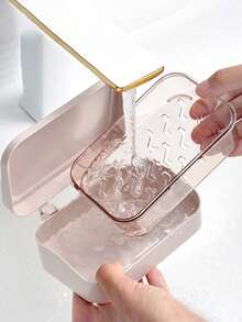 1pc Quick-Drain Soap Dish With Lid - Thickened Non-Slip Bath Organizer, Detachable Shower Caddy For Home/Dorm/Travel, Multi-Color Options, 2 Layers Rectangular Soap Box Container For Shower Bathroom, Holiday Camping Holiday Essentials Vacation Accessories, For Bathroom, Travel, Without Drilling