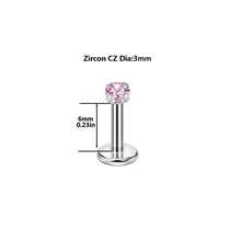 G23 Titanium Hypoallergenic Flat Back Nose Ring Studs Inlaid CZ Nose Nails 16G Internally Threaded Labret Medusa Lip Studs For Tragus Cartilage Piercing Jewelry Internally Threaded Nose Rings Studs Red Pink Blue Black 2mm 3mm 4mm 5mm Piercing Jewelry Decoration For Women