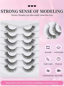 7 paia di ciglia finte morbide e voluminose 3D, naturalmente arricciate, ciglia finte drammatiche a forma di occhio di gatto, multipack per esaltare il tuo trucco occhi, ideale per feste e trucco quotidiano