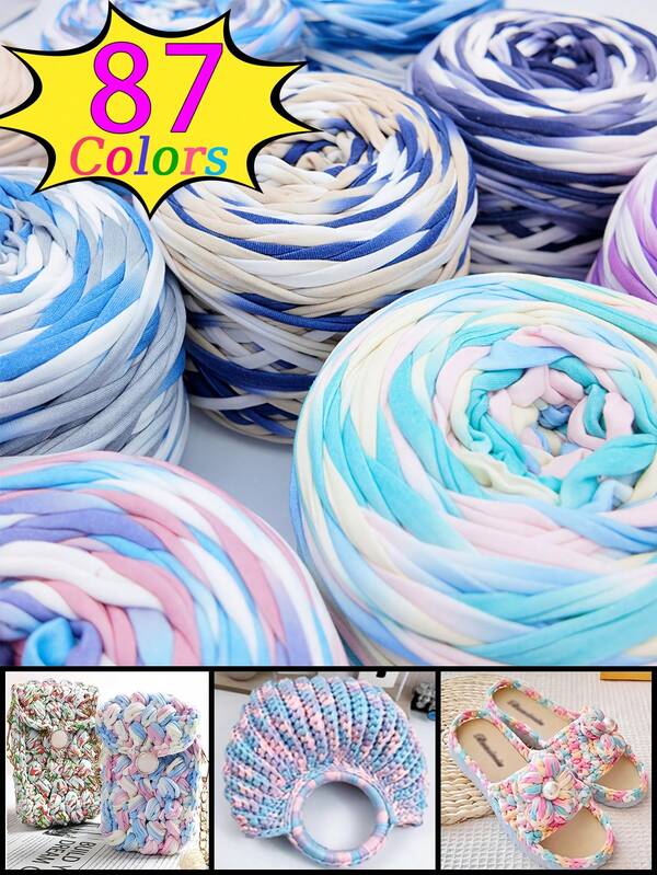 2/1pc Gradient T-Shirt Yarn, Large 300g/Pc - 2cm Wide, Woven Fabric Knitted Yarn, Soft & Versatile For DIY Crafts, Used For Crocheting And Knitting Bags, Cushions, Dolls, Storage Blankets, Slippers, Handicraft Crochet Projects, Available In Multiple Colors, Multicolor Yarn, Polyester Yarn, Acrylic Yarn, Crochet Yarn, Crafting Yarn, Vibrant Yarn Balls, Versatile Crafting Material, Knitting Accessories And Supplies