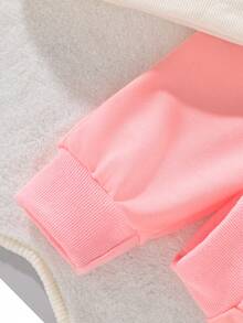 Baby Girl Clothes For Toddlers Fall And Winter Clothes Ruffled Crew Neck Bow Pullovers Sweatshirts Jogging Pantsuit Sets - Apricot - View 8