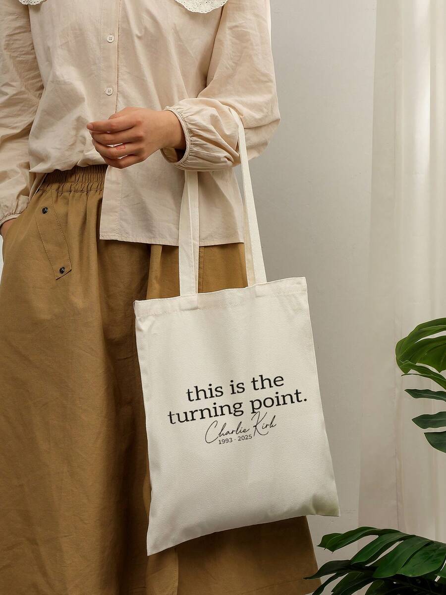 1 Pc His Is The Turning Point   Pattern Tote Bag Shoulder Bag For Travel Daily Commute Women's Shopping Bag, Best Gift For Her,  Folding Shoulder Bag Summer Beach Holiday Bag Travel Gift For Man Woman