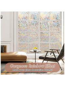 1 Roll Of 3D Stained Glass Window Film,Anti-Prying Eyes One Way Privacy Window Film - 99% Heat Reduction & Total Privacy With, UV Blocking Cover For Home/Office/Hospital - Energy Saving & Shatterproof Window Film