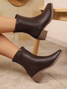 2025 Nouvelle version coréenne d'automne Bottines à bout pointu à talon épais, Bottes de mode souple ajusté, Bottes Chelsea élégantes