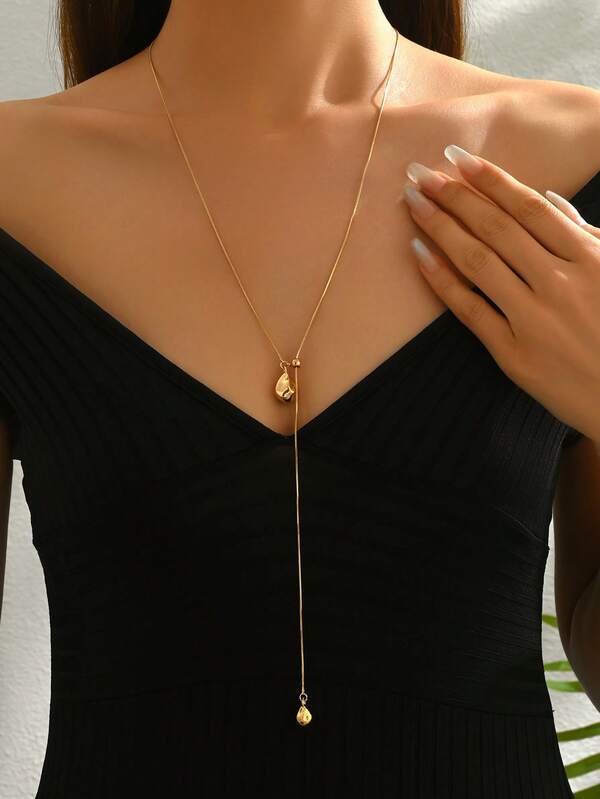 1pc Women's Minimalist Fashion Metal Y-Shaped Necklace, Versatile For Daily Wear