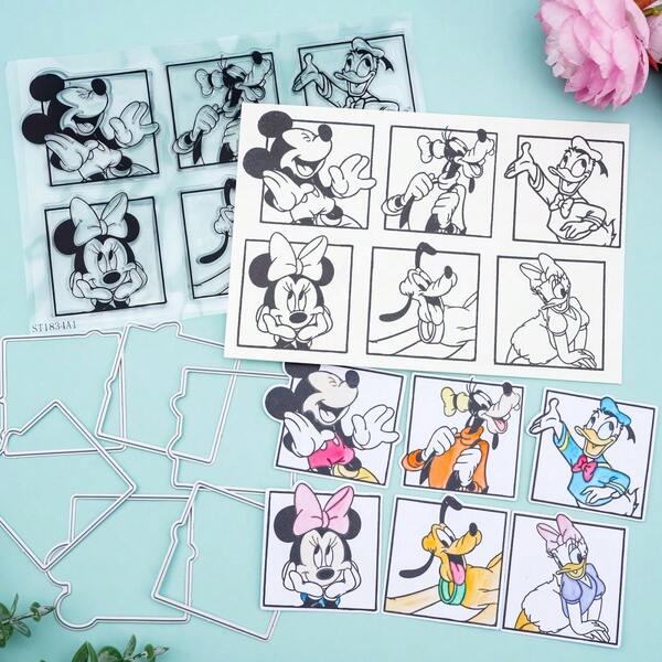 Disney سلسلة قوالب القطع/الختم، اكسسوارات يدوية للتجميع، بطاقات مصنوعة يدويًا، دفاتر يومية، إلخ.