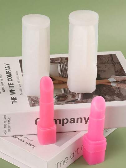 1 件逼真口红形状硅胶蜡烛模具，DIY 蜡烛、蜡、石膏装饰工艺品